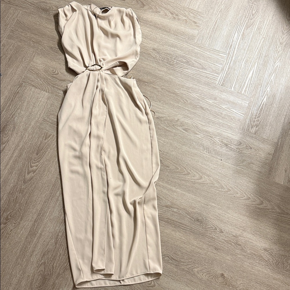 Zara Cream Sleeveless Cutout Maxi Dress